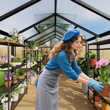 8x10 FT Greenhouse for Outdoors, Polycarbonate Flower Greenhouse with Roof Vent, Push-Pull Lockable Door, Aluminum Walk-in Greenhouses for Outside Garden Backyard, Patio, Lawn, Black