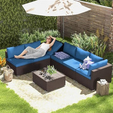 UOPYNE 7 Piece Outdoor Patio Furniture Set | Adjustable All-Weather Wicker Conversation | Coffee Table Included | Ideal for Porch Garden Backyard Use