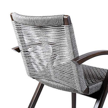 Armen Living Nabila Outdoor Dark Eucalyptus Wood and Grey Rope Dining Chairs - Set of 2