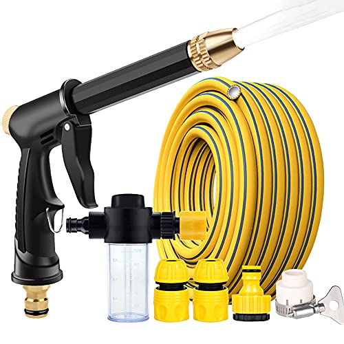 C/H Garden Hose Pipe 5m Flexible Watering Hose with Spray Gun Yellow
