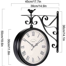 J3DFGFLR Outdoors Vintage Double Sided Wall Clock Vintage Industrial Wall Clock for Outdoor Decorative Wall Art Antique Decor Wall Office Wall Clock Decorative Wall Clocks
