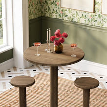 Modway Neo Round Wood Patio Bar Table and Stools Set in Cocoa Brown - 3-Piece Indoor/Outdoor Modern High Top Bar Set for Patio Or Kitchen