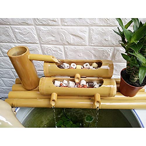 GenSDH Bamboo Fountain Kit,Bamboo Water Fountain Waterhandmade Garden Water Flowing Feature,Indoor/Outdoor Fountain,80Cm+Filterbucket Decoration