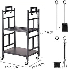 PPOIUYK Firewood Rack Outdoor Log Rack with Hooks Holder and Wheels, Stand Firewood Rack Indoor