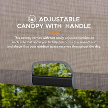 Sunjoy Outdoor Pergola 11x11 ft Black Steel with Retractable Tan Sun Shade Canopy