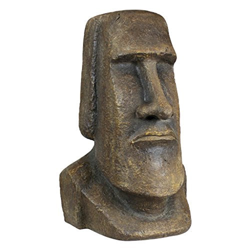 Design Toscano Easter Island Ahu Akivi Moai Monolith Garden Statue, Extra Large, 32 Inch, Cast Stone Resin, Grey Stone