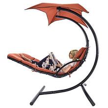 New Hanging Chaise Lounger Chair Arc Stand Air Porch Swing Hammock Canopy Orange