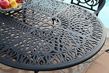 GrandPatioFurniture.com CBM Patio Elisabeth 9 Piece Dining Set with 2 Swivel Rockers and 6 Arm-Chairs Black Brown