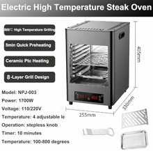 piudoiliy 1700w Steak Broiler,Electric Steak Grill,with Temperature Adjustment and Time Controlb, for Cooking Steak,Vegetables (A)