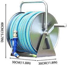 FKTHYO Wall/Floor Mounted Metal Hose Reel with 360° Rotating Crank Holds with Hose Connectors Accessories Can Be Used in Homes Gardens,15M (15M)