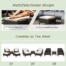 ZSLKDL 5PCS Patio Rattan Furniture Set Sofa Ottoman Cushioned Table W/Wood Top