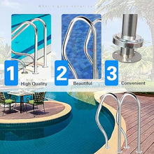 BSNANCA Pool Handrails 1mm Thickness Stainless Steel Swimming Pool Hand Rail Cover Sliver Grip for Pool Handrails Pool Handrail Cover, Easy Mount Hand Grab Rail