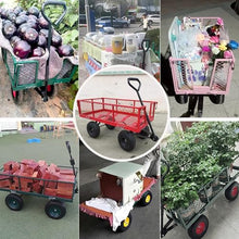 USZWBY Heavy Duty Garden Cart - Mesh Steel Dump Trailer Tow, 4-Wheel Outdoor Yard Wagon for Lawn & Gardening, Pink, 96X50X55Cm - Durable & Versatile Tool for(Pink-96X50X55Cm)