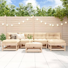 LKJVFCPW 7 Piece Patio Lounge Set, Modular Garden Sofa with Thick Cushions, Solid Pinewood Outdoor Conversation Furniture for Backyard, Terrace, Deck, Brown