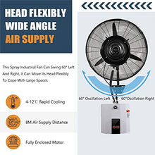 Preferspace Wall-mounted Misting Fan, Oscillating Misting Fan with 3 Cooling Speeds and 15L Tank, Cooling Fan for Patio, Outside Restaurant, Garage, Workshop