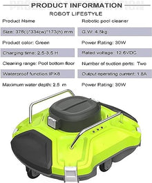 KANGJIEM Swimming Pool Cleaner Robot, Automatic Pool Vacuum Cleaner, Wireless Intelligent Cleaning Underwater Cleaning Suction Device Rechargeable 90 Mins Runtime