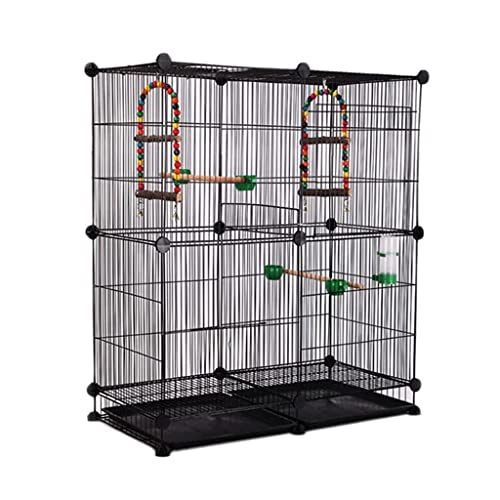 EliteBloom 31.4" Birdcages Wrought Iron Bird Cage Large Portable Bird House Square Bird House Carrier Durable Bird Carriers for Home,B