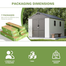 Patiowell 8x12 FT Resin Outdoor Storage Shed with Floor, Beige