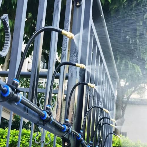 Vibeo Outside Patio Mist Cooling System with 360° Adjustable Copper Nozzles