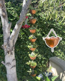 WhamtL Copper Rain Chain for Heavy Rain, Flower Cups Rain Catcher Chain Rainwater Diverter, Outdoor Garden Decor Water Catcher Gutter Downspout(Style2,7.5m (24.6ft))