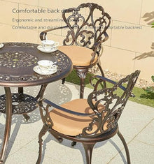 KUYBTU Garden Bench 3Pcs Cast Aluminum Bistro Set Garden Furniture Dining Table Chairs Outdoor Seat Patio Seater
