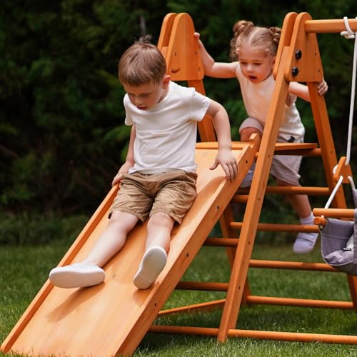 Avenlur Juniper 4-in-1 Outdoor Play Gym with Swing, Slide, Ladder, Climbing Wall - Indoor/Outdoor