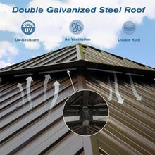 12x16 FT Hardtop Gazebo with Double Roof Canopy, Aluminum and Steel Frame Outdoor Pavilion for Backyard Parties, Weddings, and Dining