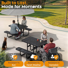 OUTTANS Commercial Metal Picnic Table (Black, 4' Rectangular)