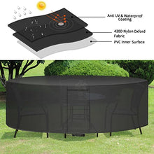 31x32in, Patio Outdoor Table Covers Round, 420D Oxford Fabric Patio Furniture Covers, Outdoor Dining Set Cover, Anti-Fading Cover, for Deck, Lawn (Black 106x43in)