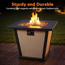 WOCFYK 28" Propane Gas Fire Pit Table, 50000 BTU Square Steel Fire Pit for Outside Patio Deck Garden Courtyard -Brown