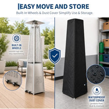 Garvee Pyramid Propane Patio Heater with Wheels & Waterproof Cover, Silver