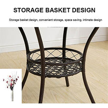 JIQHOHX Rattan Bistro Set - Outdoor All-Weather Furniture,3 Pieces Patio Balcony Bistro Set,Metal Frame Woven Seat,Glass Top Side Table,Patio Furnit