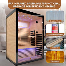 Sauna 2 Person Far Infrared Sauna Home Canadian Hemlock Indoor 2160W Low-EMF Dry Saunas with Oxygen Bar, 21 Starry Sky Light in 7 Color Remedies, Control Panel, Speakers - 53.1 * 47.2 * 74.8 IN