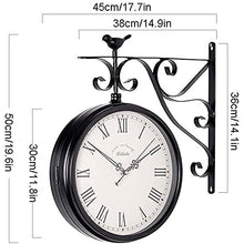 Garden Wall Clock Classic Station Wall Clock Retro Double Sided Wall Clock Outdoor Clock with Bracket Vintage Wall Clock - Vintage Clock