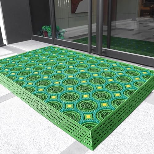 GTPBAO Heavy Duty Front Door Mat Outside Entrance, Slip-Resistant Patchwork mats for Foyer Market Patio Garage, Green(180x240cm/70.9x94.5in)