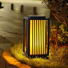 VELLOW Outdoor Post Lights,Square E27 External Pedestal Lamp,1 Pack Gate Bollard Pillar Light,Sand Textured Black With Imitation Marble Lampshade,Decorations Landscape Lighting For Patio Porch Railing