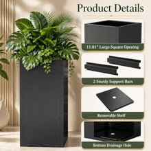 NicBex Tall Metal Square Planters Box Set of 6-24" H x 12" W Slim Black