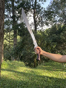 Fwosi Kukri Machete - 23-Inch Fixed Blade Tactical Machete Bushcraft Knife with Carbon Steel Blade, Custom Knife - Handmade in Nepal - Plus Leather Sheath with Belt Loop
