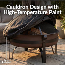 Sunnydaze 34" Patio Fire Pit for Outside Wood Burning, Round, Dark Bronze