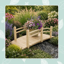 Relaxdays Garden Bridge with railing, fir, for garden pond, HxWxD: 55 x 150 x 67 cm, 150 kg, wooden, natural