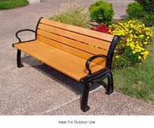 Frog Furnishings Outdoor Patio Bench Heavy Duty Cast Aluminum Frames Brown Slat 8 Feet