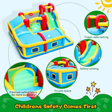 WELLFUNTIME Inflatable Bounce House with Slide, Wave Pool, Basketball Rim, Tunnel