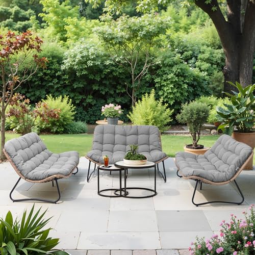 Crestlive Products Outdoor Loveseat, Outdoor Sofa Set (3PCS Dark Gray)