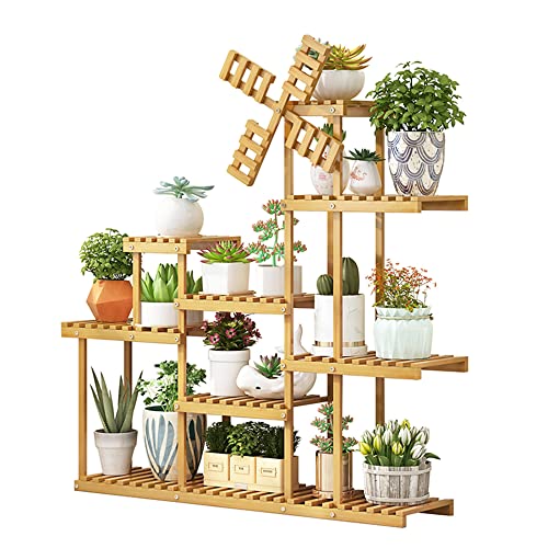 ZJDYDY Plant Stand, Bamboo Windmill Multi-Layer Flower Shelf Ladder, Storage Organizer Display Plant Rack, for Balcony Patio Garden Corner Living Room Study/Double/6 Tier