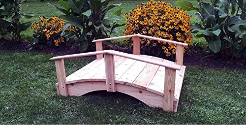 Backyard Crafts Amish-Made Weight-Bearing Cedar 4' x 8' Oriental Garden Bridge, Cedar Stain