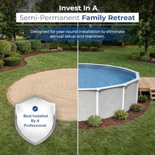Blue Wave Belize 15-ft Round 52-in Deep Hard Sided Steel Frame Above Ground Pool with 6-in Steel Top Seats, 0.5 HP Sand Filter System, Ladder, Skimmer & Liner – 5,130-Gallon Capacity for Family Use