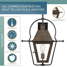 Quoizel Rue De Royal Charleston Outdoor Wall Lantern 22.5 Inch 1-Light Industrial Bronze