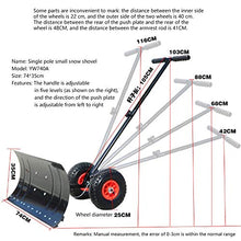 Two-Wheeled Snow Plow Thickened Hand-Push Wheeled Portable Snow Plow and Snow Removal Tool Cart Single Pole Double Pole (Single Pole)