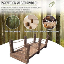 TT-YEL Outdoor Wooden Garden Bridge with Rope Handrail, 4.6/5.9Ft Rectangular Footbridge, Vintage Country Pond Bridge Decoration, 300Kg Load-Bearing, Walking Landscape Bridge,L180×w80×h65cm