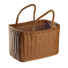 Picnic Baskets Basket Woven Wicker Storage Baskets Bag Picnic Rattan Flower Beach with Handle Straw Market Fruit Tote for Hand Shopping，